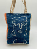 Faced Blue Orange Hand Bag