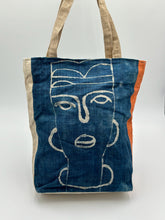Faced Blue Orange Hand Bag