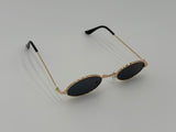 Gold Black Oval Techno Sunglasses