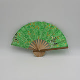 Green Floral Handmade Bamboo Fan