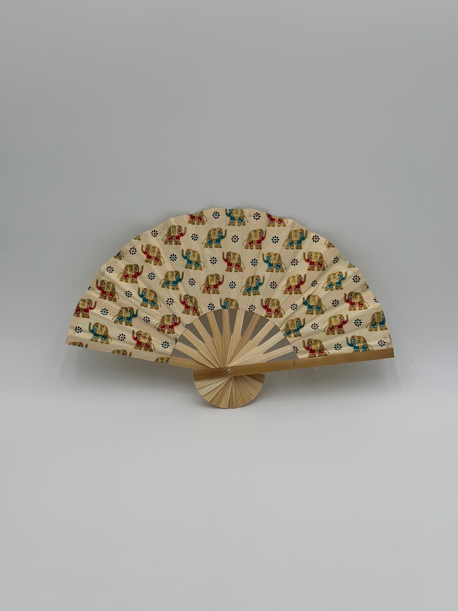 Mini Elephant Print Handmade Bamboo Fan