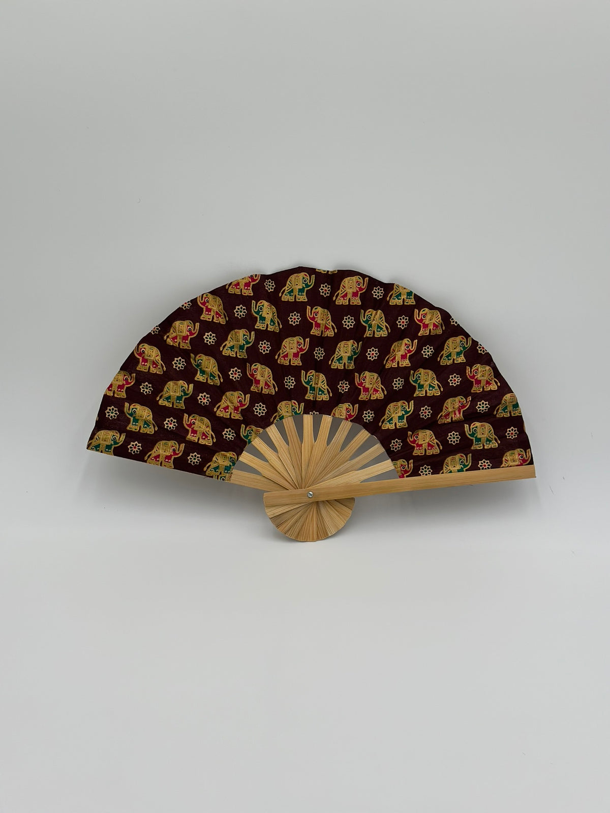 Mini Elephant Print Handmade Bamboo Fan